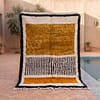plush-moroccan-tribal-rug-handmade-berber-floor-carpet Mustard Yellow Beni Ourain Rug | Black Geometric Striped Moroccan Wool Rug | Handwoven Berber Area Rug | Tribal Handmade Carpet | Teppich