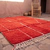 premium-red-azilal-rug-handmade-moroccan-wool-rug-abstract-pattern Handmade Beni Ourain Red Rug – Authentic Moroccan Red Rug, Geometric Design, Boho Home Decor