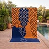 royal-blue-beni-ourain-rug-handmade-moroccan-wool-rug-boho-area-rug Handmade Beni Ourain Wool Rug – Moroccan Berber Boho Carpet, Blue Orange Geometric Design