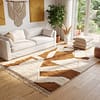soft-shag-moroccan-rug-cream-brown-handwoven-carpet Brown & White Geometric Beni Ourain Rug | Handmade Moroccan Wool Area Rug | Berber Tribal Carpet | Modern Boho Home Deco | Custom Size Rugs