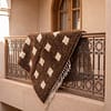 trendy-beni-ourain-rug-modern-bohemian-area-rug Custom Moroccan Rug, Beni Ourain Brown & White Geometric, Square Shag Rug, Handmade Area Rug
