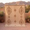 tufted-moroccan-rug-cream-earth-tone-design Handmade Moroccan Wool Rug, Plush creamy wool base with brown geometric motifs
