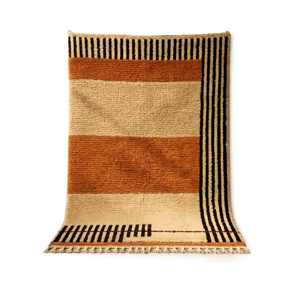 custom-morrocan-rug-brown copy Handmade Moroccan Wool Rug, Brown Cream Berber Area Rug, Boho Neutral Style