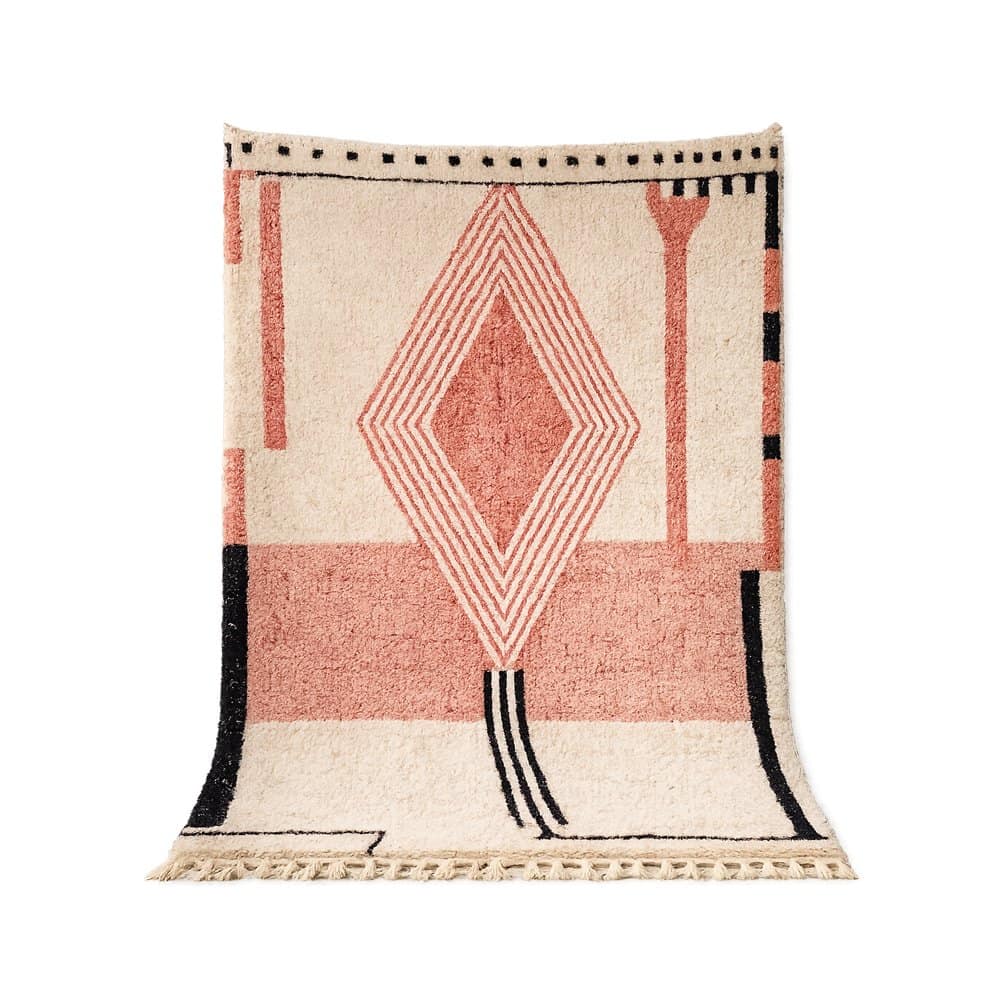 diamond-moroccan-pink-wool rug Handmade Diamond Wool Moroccan Rug, Beni Ourain Rug, Custom Moroccan Rug, Berber Rug