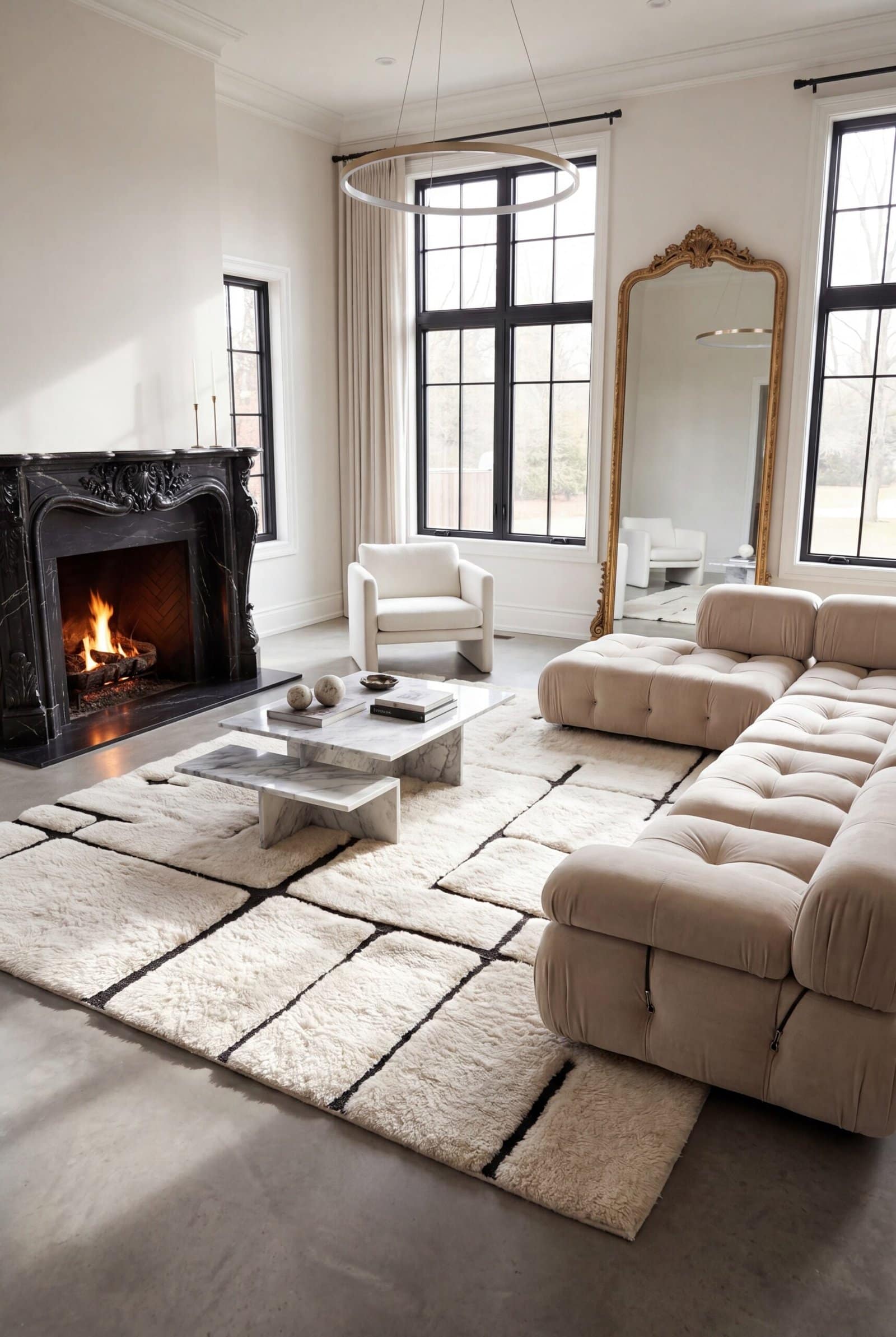 artisanal-rug-natural-wool-ivory-berber-rug-textured-rug Handmade Ivory Moroccan Beni Mrirt Rug, High Pile Wool Berber Carpet