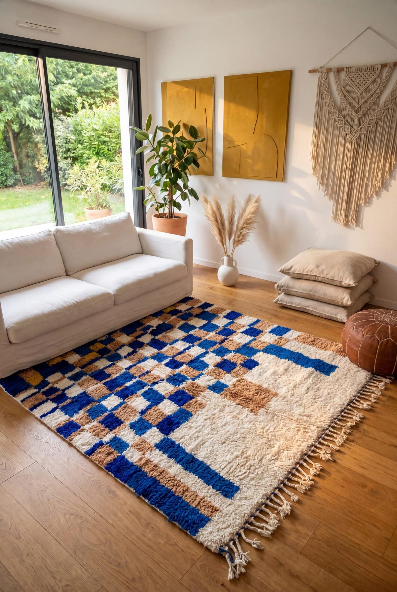 handmade-moroccan-wool-rug-bold-geometric-pattern Handmade Moroccan Azilal Rug | Blue Berber Wool Geometric Carpet