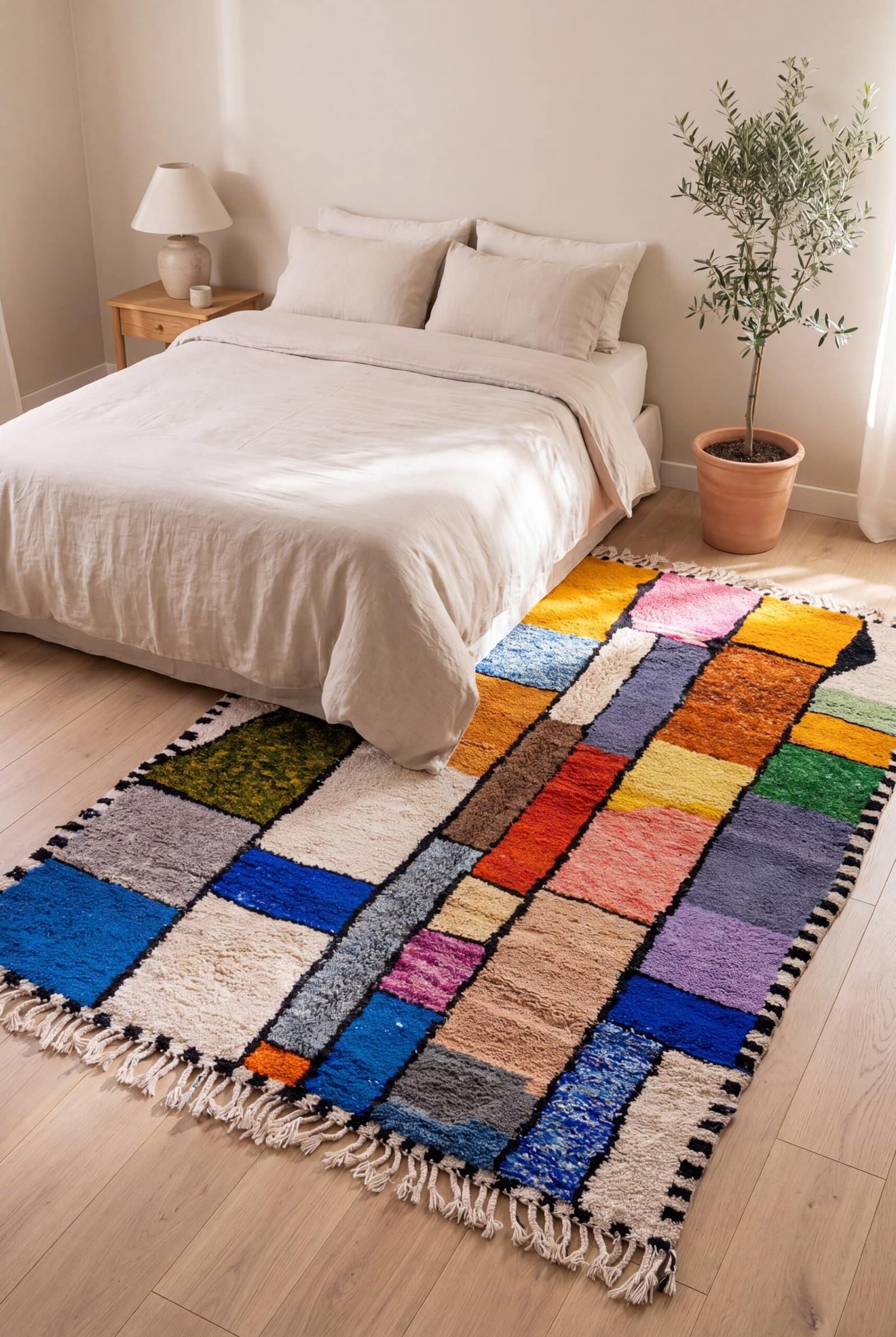 vintage-azilal-rug-colorful-berber-wool-area-rug Handmade Moroccan Azilal Wool Rug – Colorful Geometric Berber Boho Area Carpet
