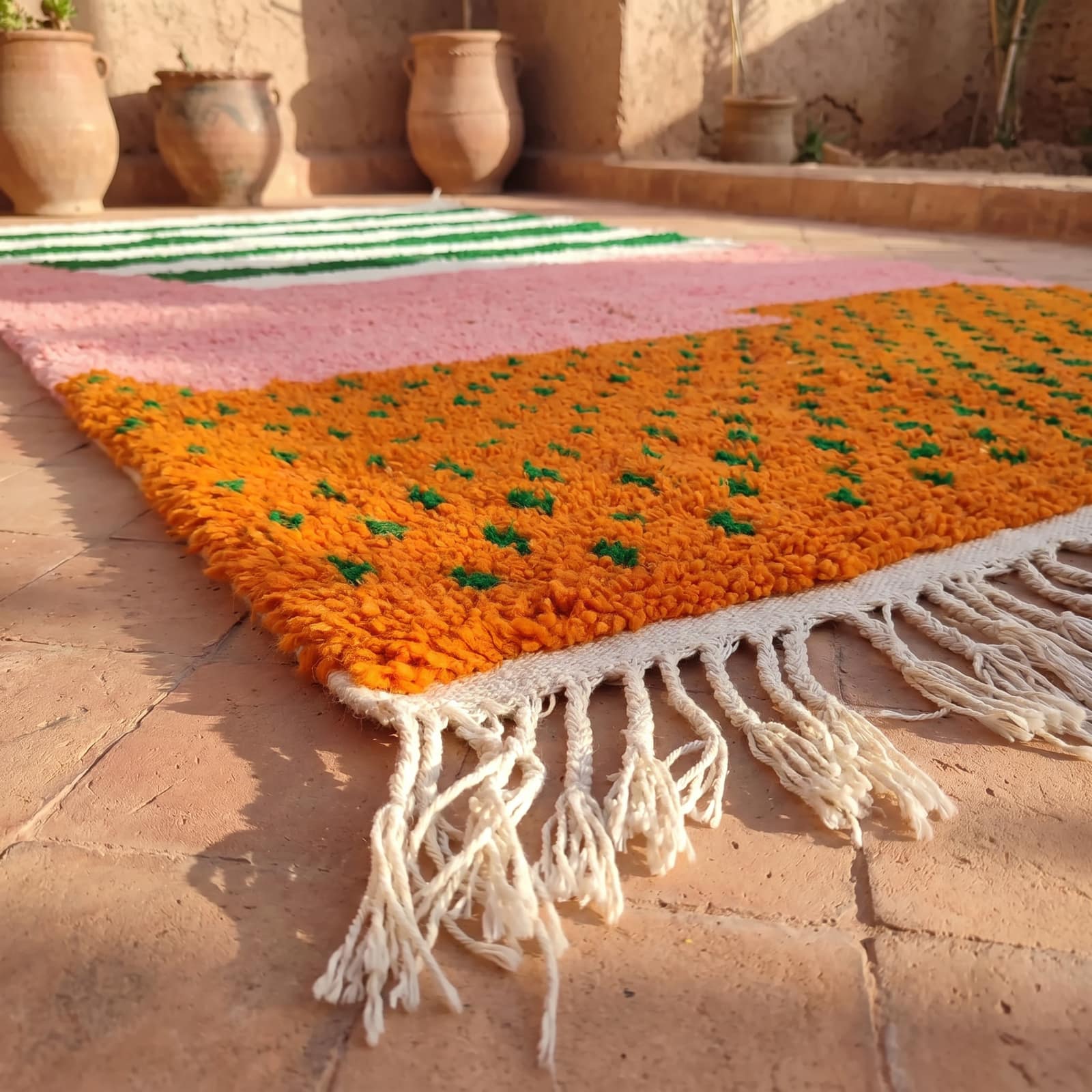 handmade-dotted-rug berber wool area rug for Living room