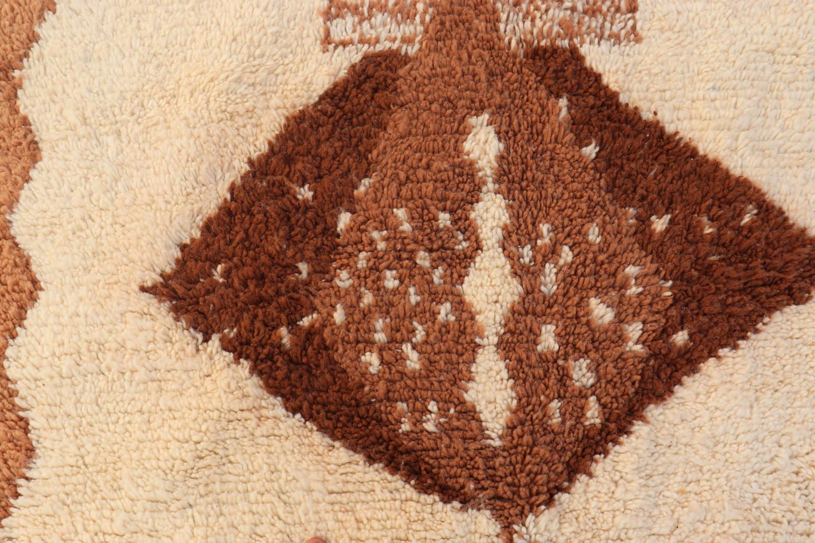 IMG_6661 Handwoven Wool Azilal Rug – Cream Berber Carpet with Brown Accents