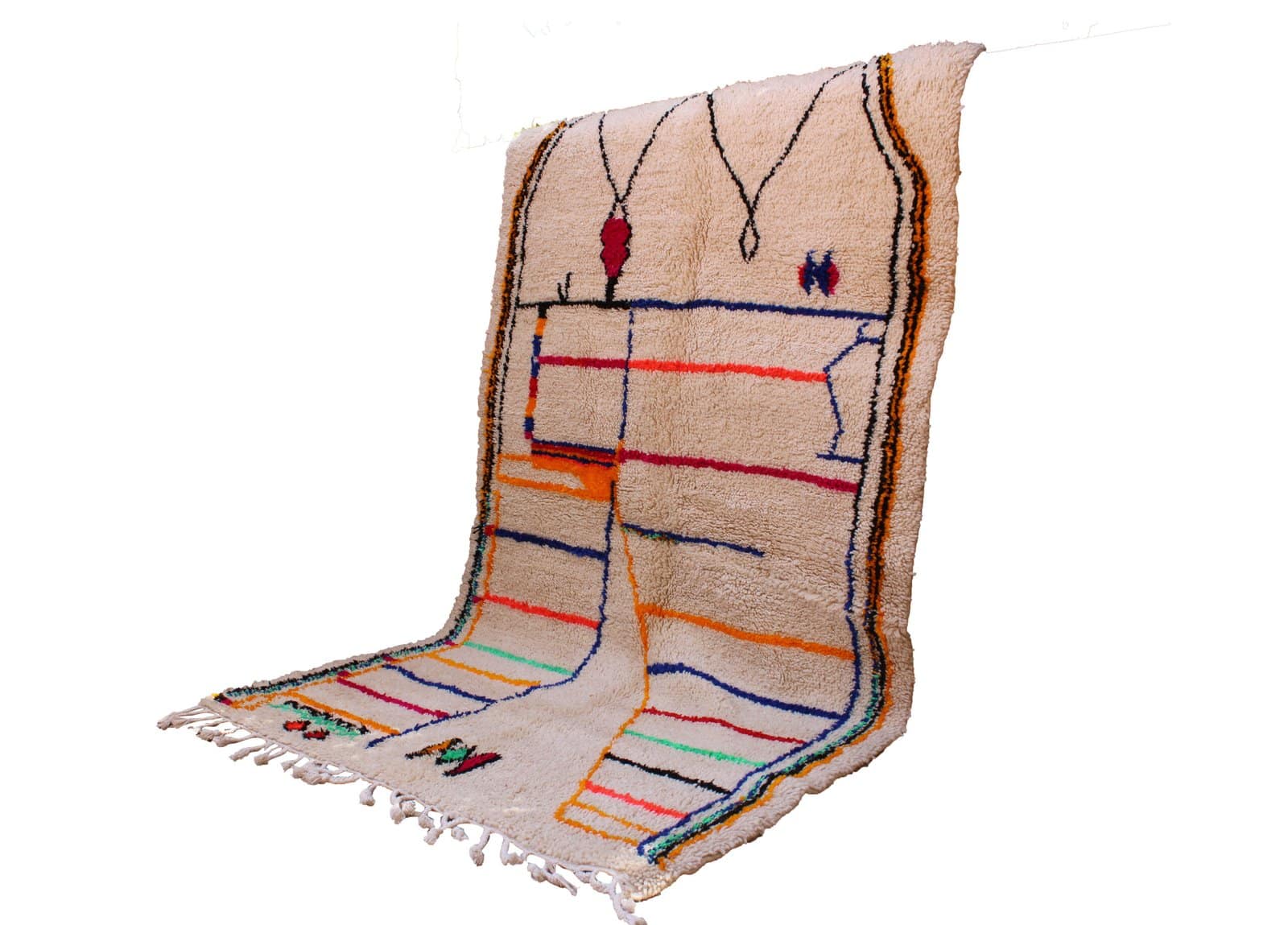 authentic-moroccan-wool-rug Cream Moroccan wool rug featuring minimalist geometric line design.