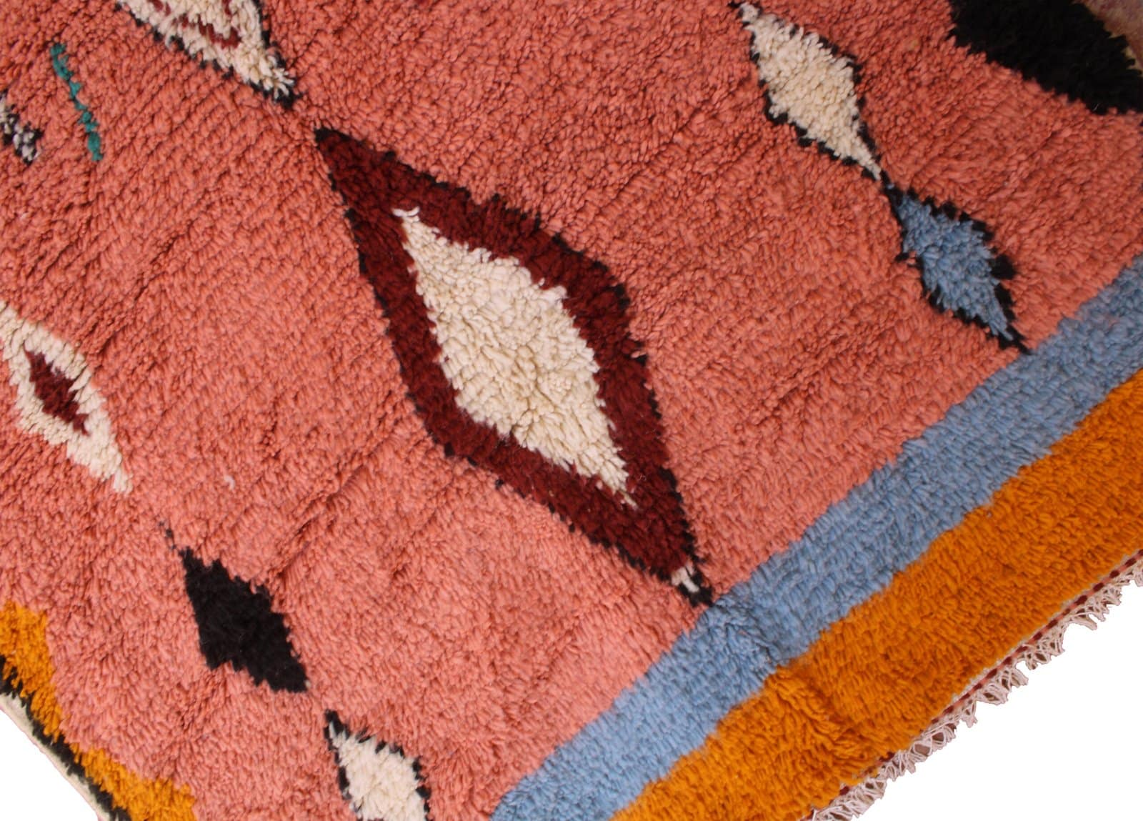 coral-moroccan-diamond-geometric-area-rug Handmade terracotta Moroccan Berber Diamond Wool Rug
