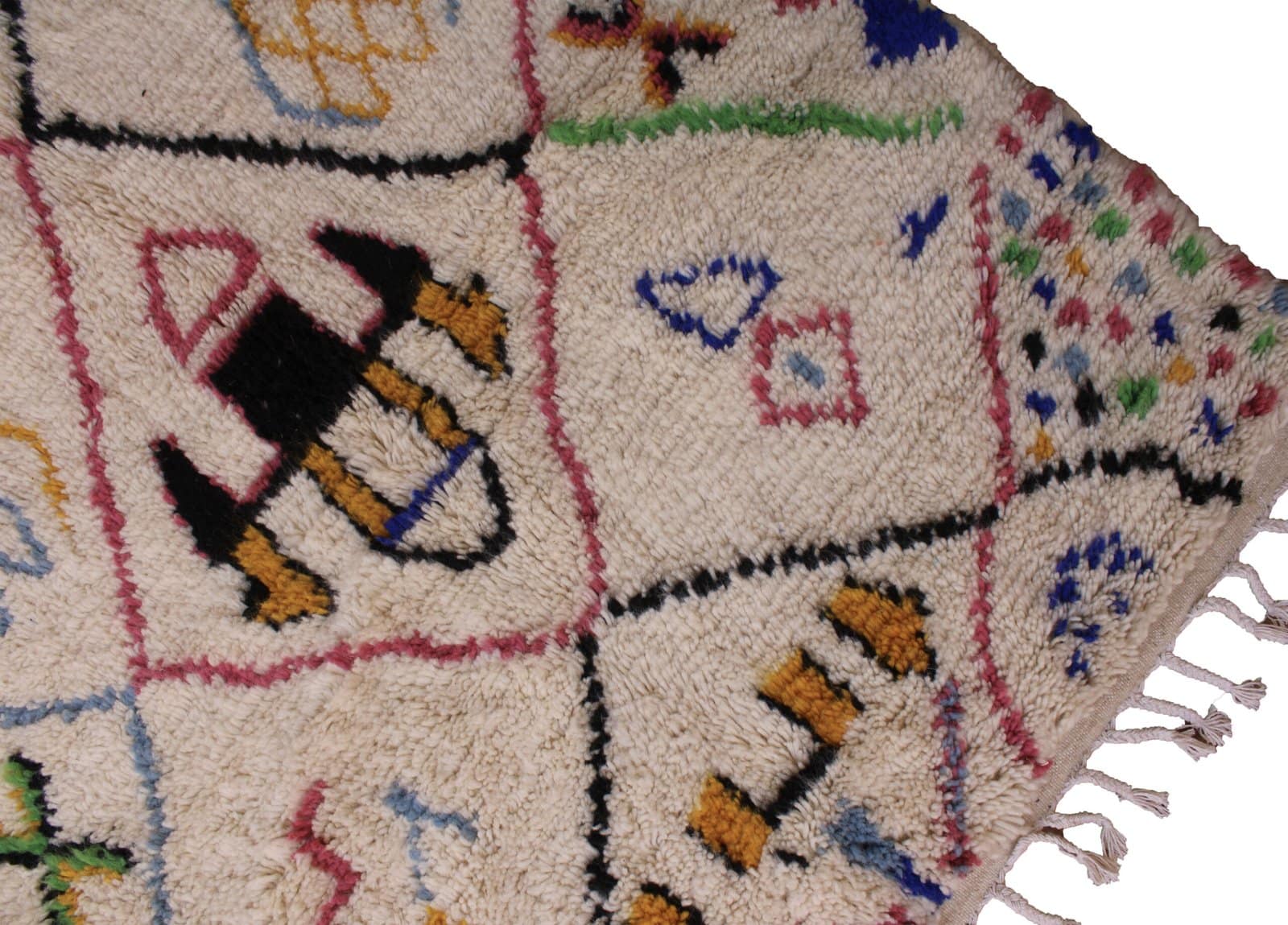 extra-large-moroccan-rug-modern-home Close-up of soft wool texture on a handmade Moroccan rug.