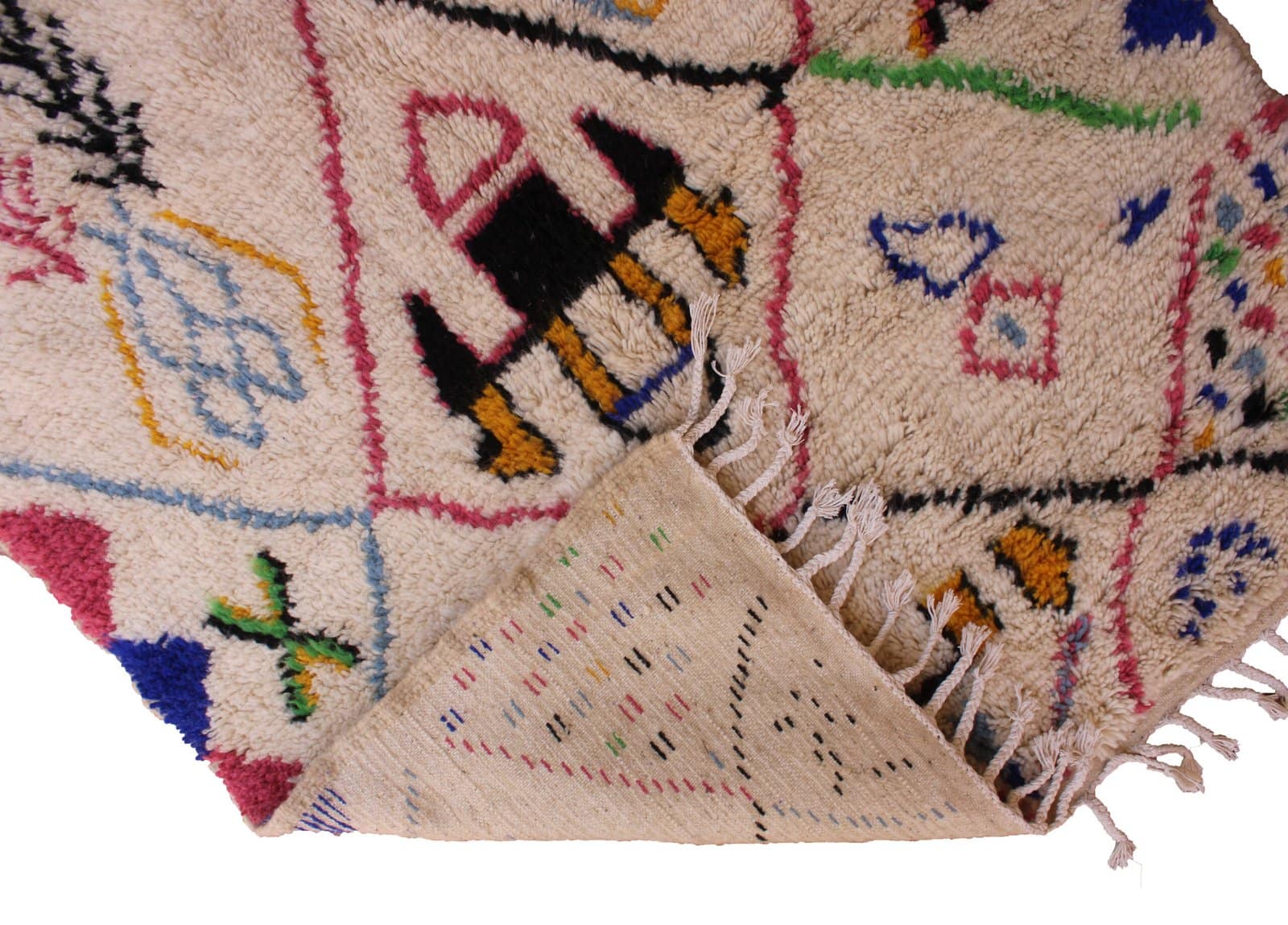 handmade-large-berber-rug Top view of oversized Moroccan rug with detailed weaving.