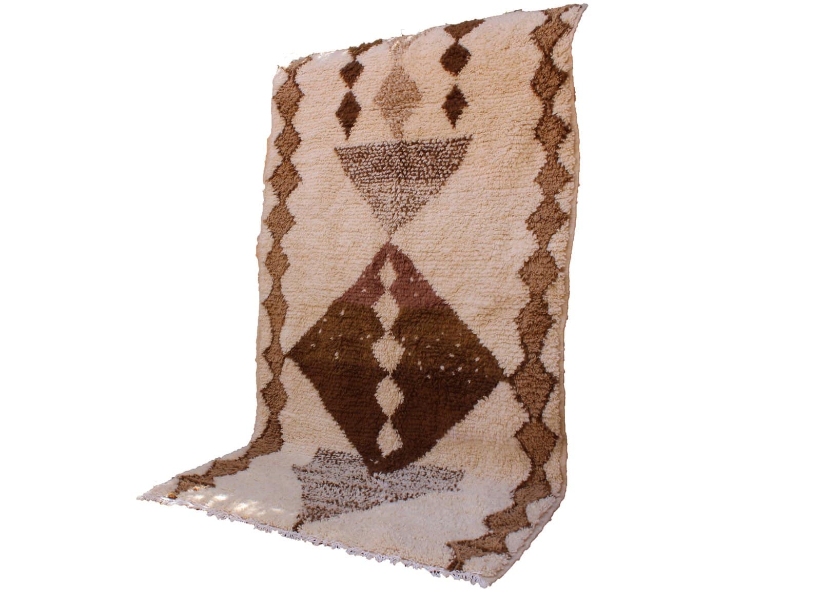 thick-pile-moroccan-berber-rug Oblique side view emphasizing rug thickness and handcrafted weaving quality.