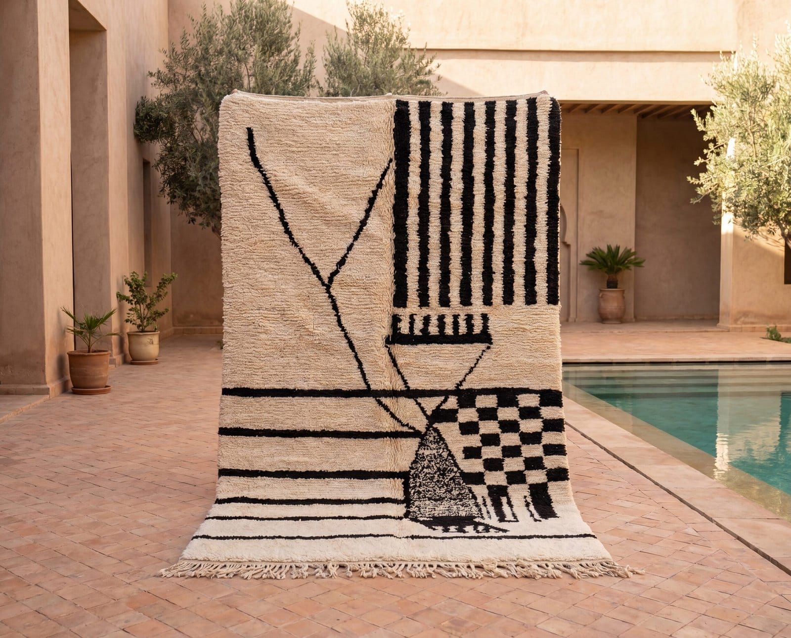 abstract-black-white-moroccan-rug-handmade-berber-wool-area-rug Abstract Berber Wool Rug | Black White Moroccan Tribal Carpet | Large Geometric Abstract Rug