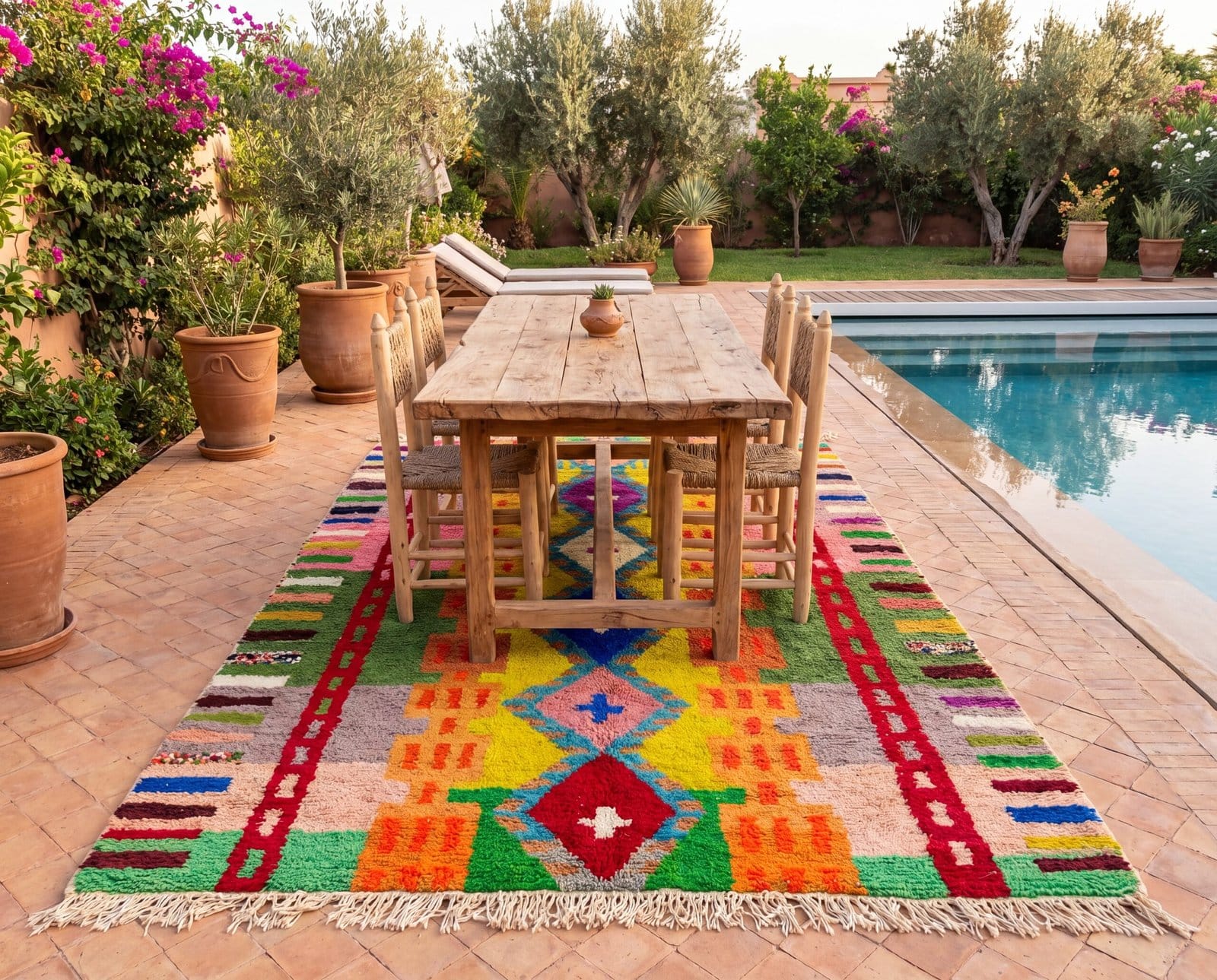 abstract-moroccan-wool-rug-rainbow-berber-style Colorful Moroccan Rug, Artistic Moroccan Wool Rug, Custom Morrocan Rug, Handmade Carpet