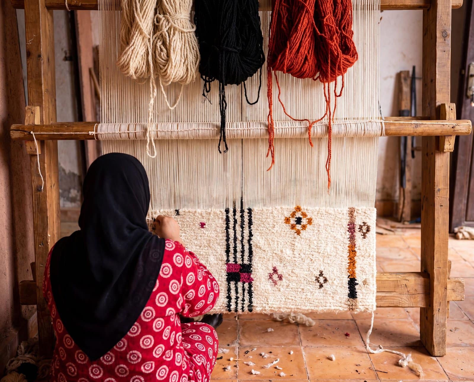 artisan-made-azilal-rug-ivory-tribal-carpet Vintage Azilal Rug | Handmade Moroccan Berber Wool Carpet | Tribal Boho Area Rug | Custom Size Home Decor