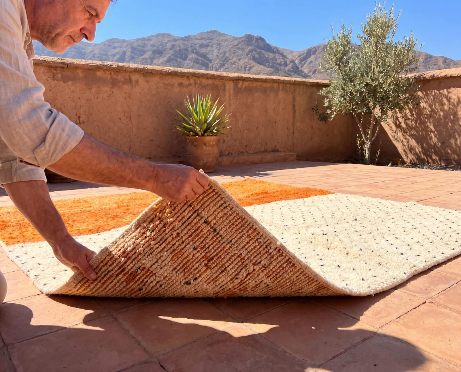 authentic-berber-rug-burnt-orange-natural-wool-boho-home-decor Orange & White Polka Dot Moroccan Rug | Handmade Berber Wool Rug | Boho Nursery , Living Room Decor