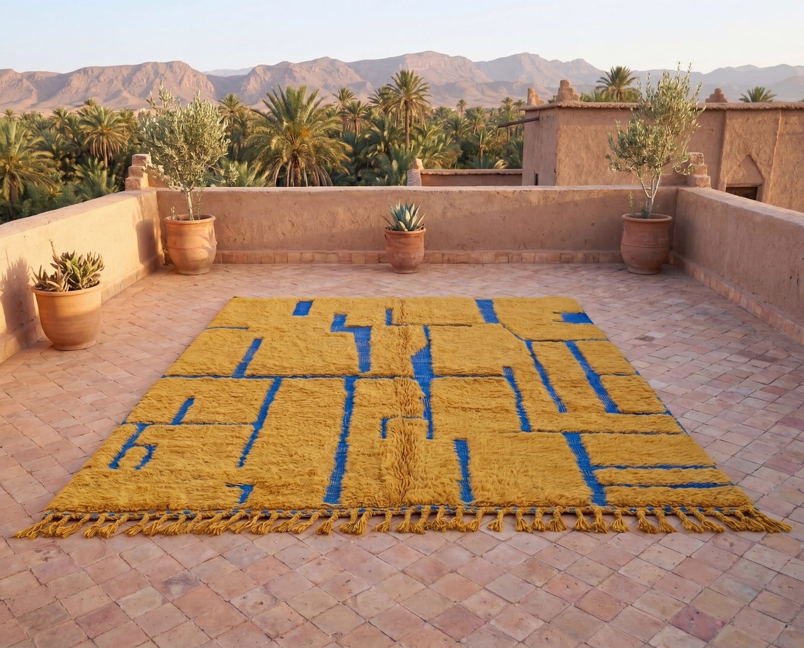 authentic-berber-wool-rug-stripe-pattern Handmade Beni Ourain Red Rug – Authentic Moroccan Red Rug, Geometric Design, Boho Home Decor
