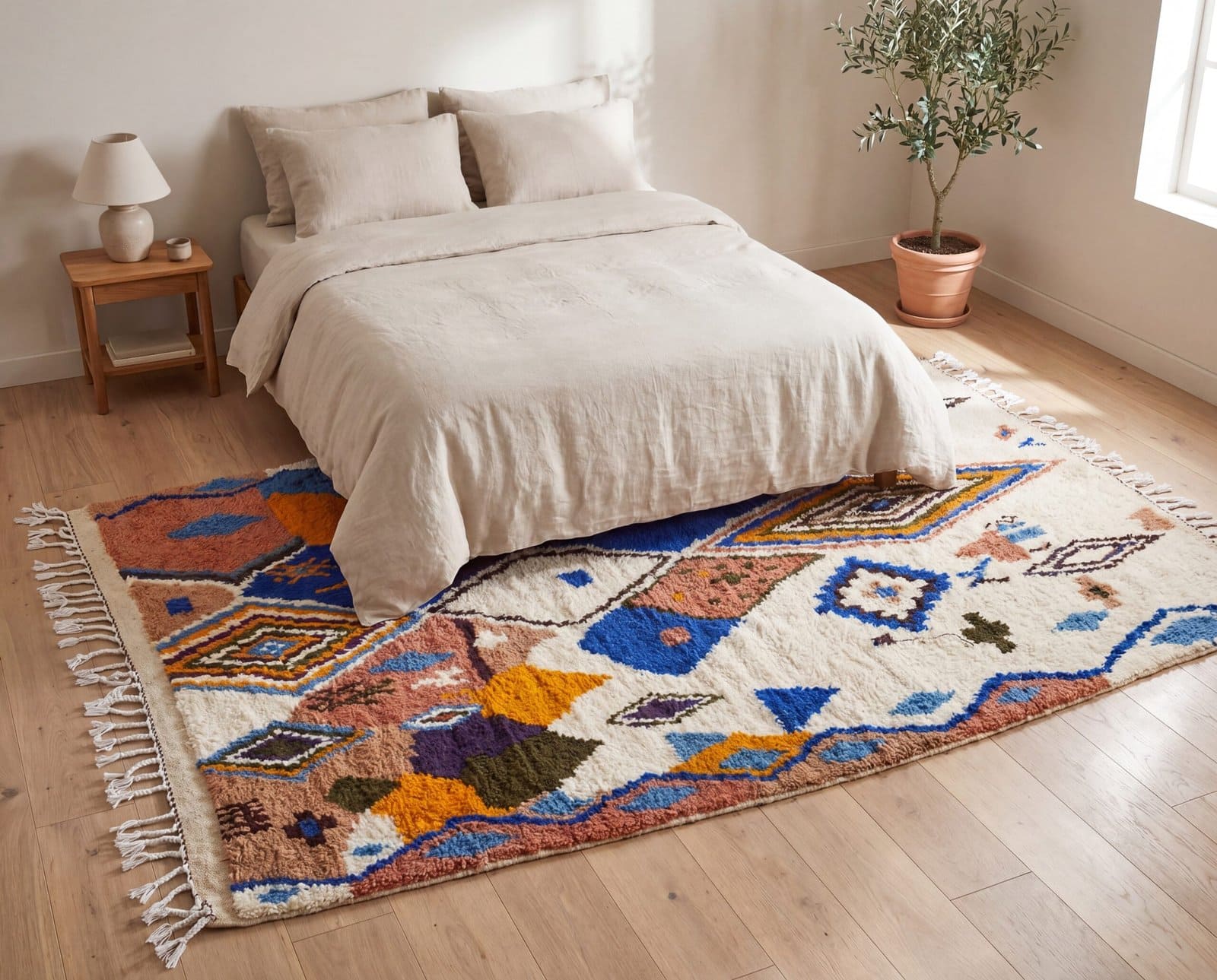 authentic-moroccan-rug-handwoven-berber-boho-home-decor Handmade Moroccan Azilal Rug, Colorful Tribal Geometric Berber Carpet