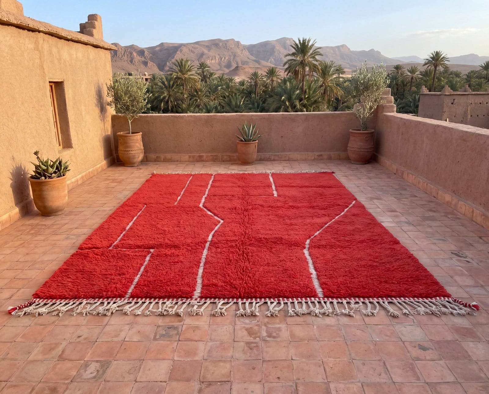 authentic-moroccan-tribal-rug-red-abstract-berber-rug-luxury-wool Handmade Beni Ourain Red Rug – Authentic Moroccan Red Rug, Geometric Design, Boho Home Decor