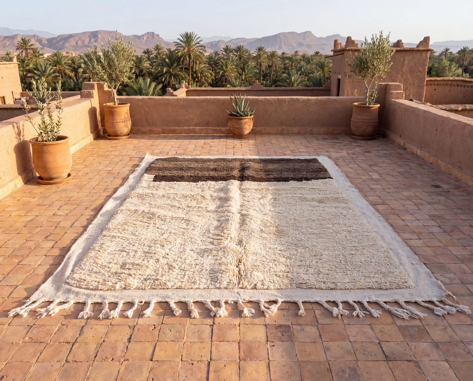 beni-ourain-inspired-rug-neutral-moroccan-carpet-jpg Luxury Beni Ourain Rug | Ivory & Brown Handmade Moroccan Wool Area Rug