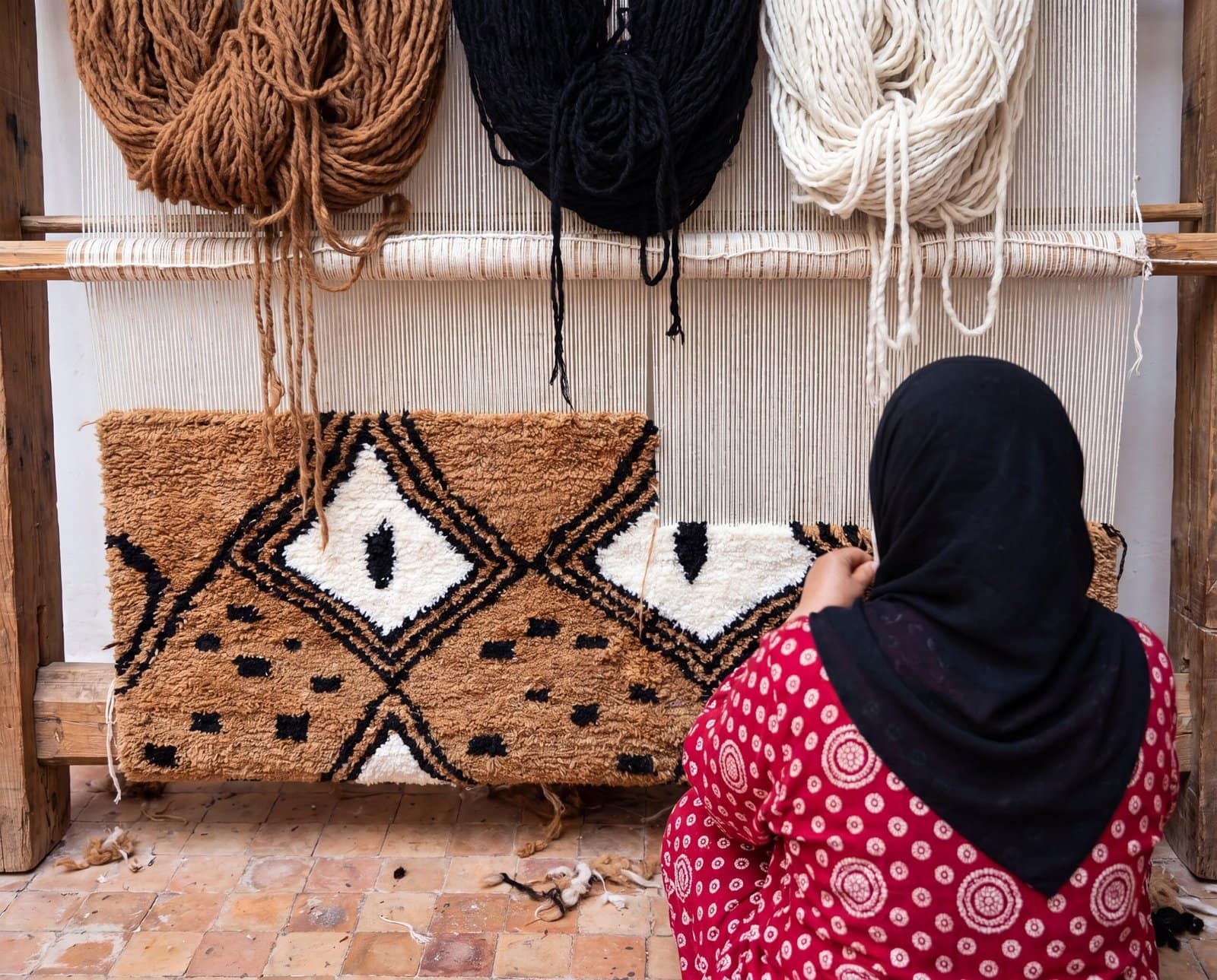 beni-ourain-rug-brown-cream-moroccan-shag-rug Hand-Knotted Beni Ourain Wool Rug, Brown White Berber Shag Carpet