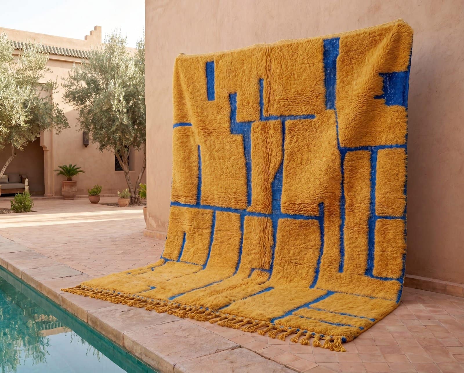 berber-striped-rug-boho-living-room-decor Handmade Beni Ourain Red Rug – Authentic Moroccan Red Rug, Geometric Design, Boho Home Decor