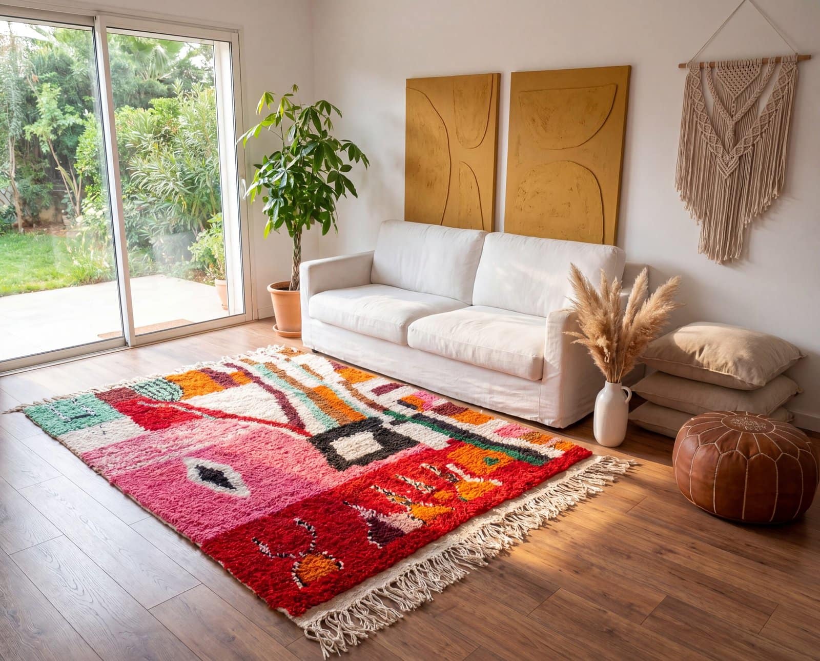 bohemian-moroccan-area-rug-colorful-handwoven-wool-carpet Colorful Moroccan Azilal Rug | Handmade Abstract Berber Wool Rug | Boho Rainbow Area Rug | Tribal Handwoven Carpet | Eclectic Decor