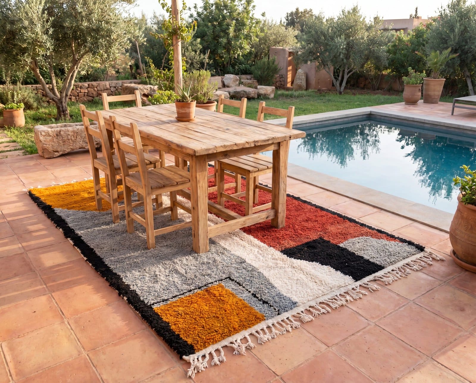 boho-moroccan-rug-handwoven-berber-home-decor-rug Modern Colorblock Moroccan Rug | Handmade Berber Wool Area Rug | Geometric Color Block Carpet | Boho Living Room Rug | Custom Size