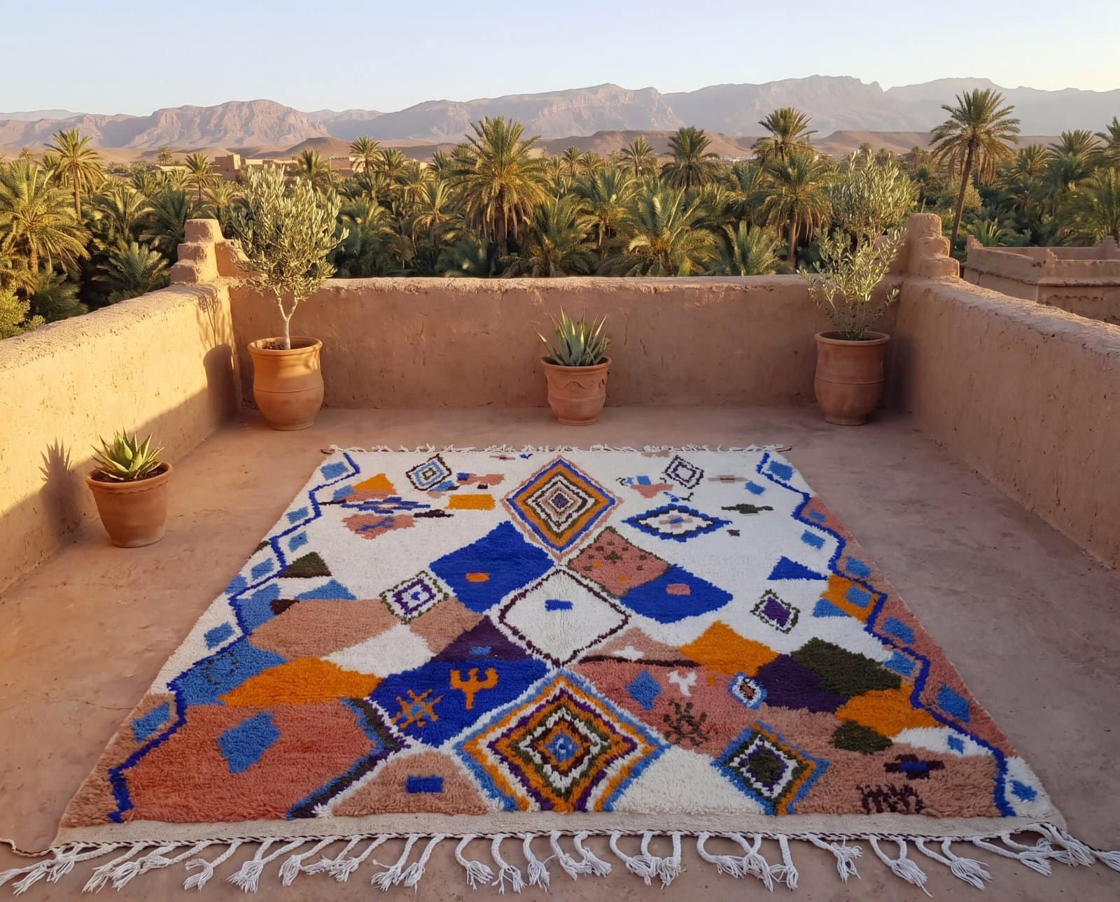 boho-moroccan-rug-modern-tribal-handwoven-carpet-decor Handmade Moroccan Azilal Rug, Colorful Tribal Geometric Berber Carpet
