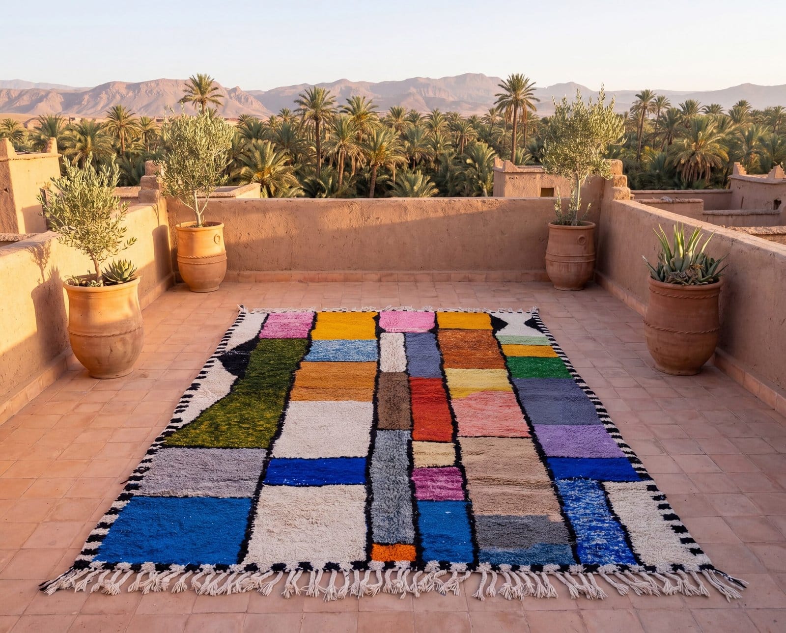 colorful-moroccan-azilal-rug-black-purple-orange-area-rug Handmade Moroccan Azilal Wool Rug – Colorful Geometric Berber Boho Area Carpet
