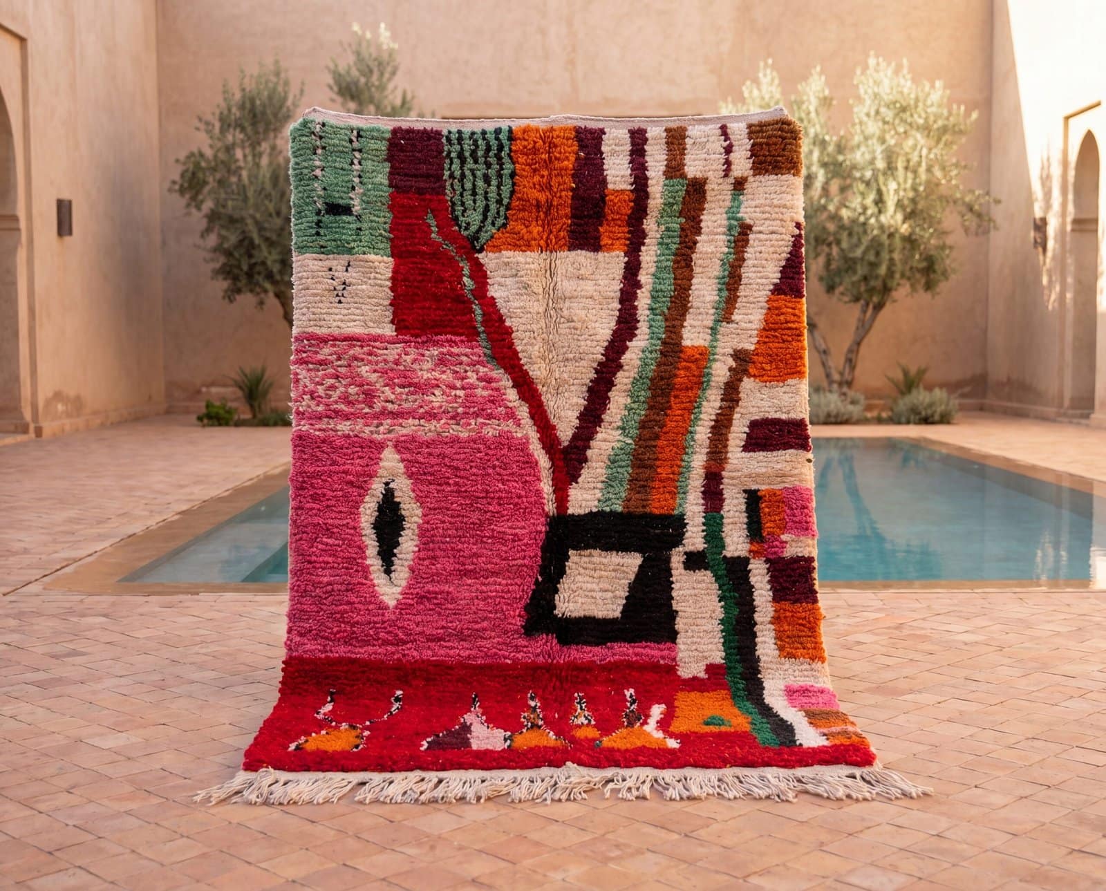 colorful-moroccan-azilal-rug-handmade-abstract-berber-wool-rug Colorful Moroccan Azilal Rug | Handmade Abstract Berber Wool Rug | Boho Rainbow Area Rug | Tribal Handwoven Carpet | Eclectic Decor