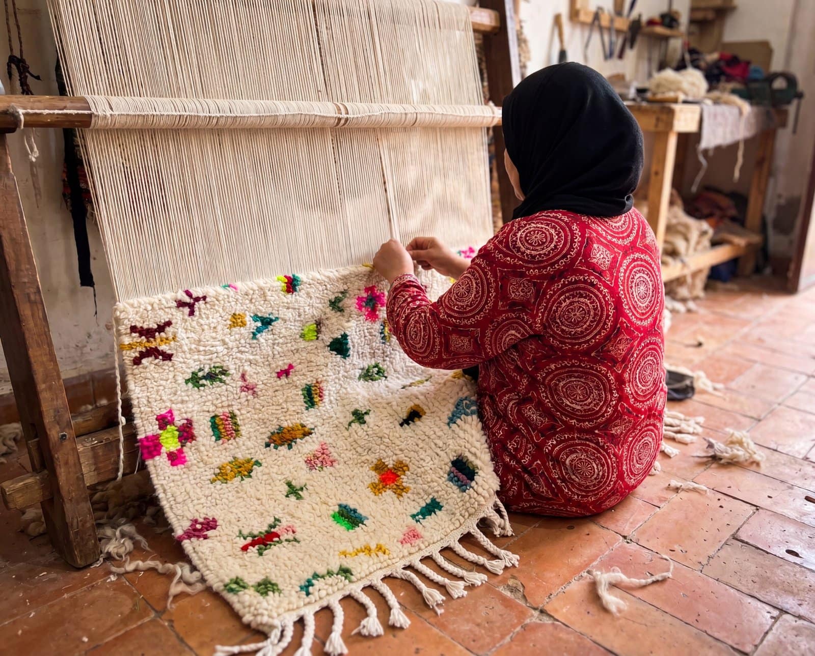 colorful-moroccan-azilal-rug-modern-boho-living-room-rug Amazigh Symbol Moroccan Rug | Handmade Berber Wool Carpet | Tifinagh Geometric Area Rug | Tribal Boho Home Decor | Custom Size Rugs