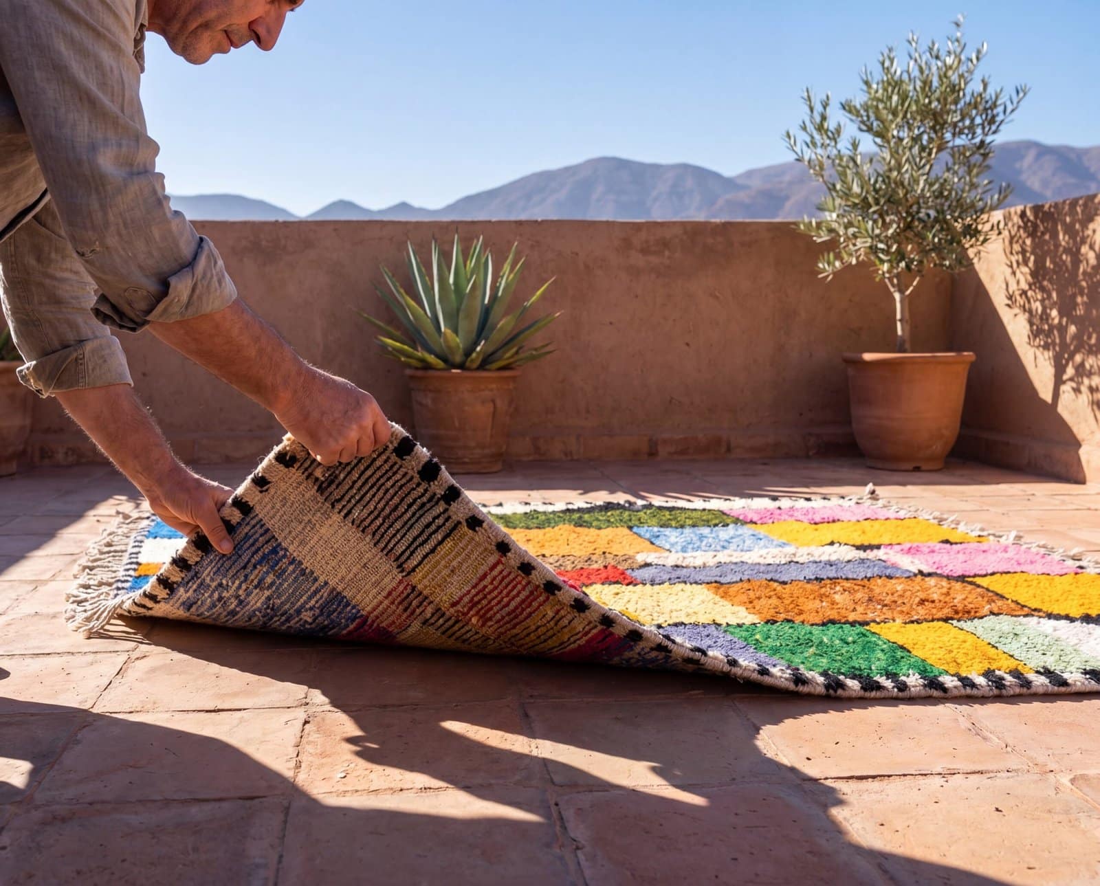 colorful-moroccan-azilal-rug Handmade Moroccan Azilal Wool Rug – Colorful Geometric Berber Boho Area Carpet