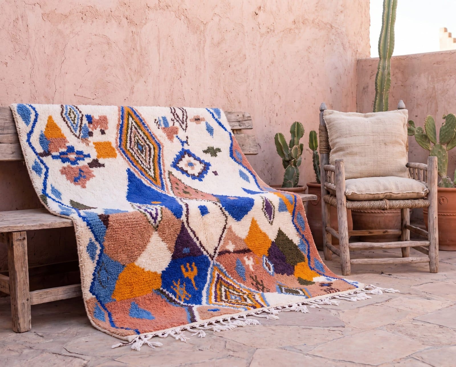 colorful-moroccan-rug-bohemian-tribal-carpet-handwoven-area-rug Handmade Moroccan Azilal Rug, Colorful Tribal Geometric Berber Carpet