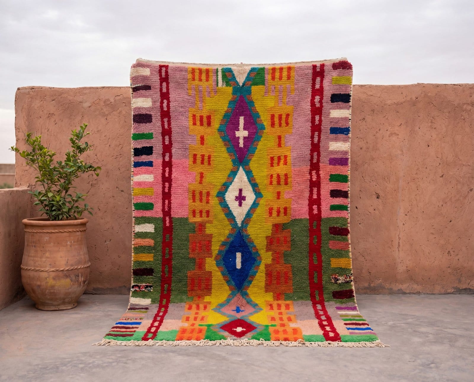 colorful-moroccan-rug-handmade-berber-wool-carpet Colorful Moroccan Rug, Artistic Moroccan Wool Rug, Custom Morrocan Rug, Handmade Carpet