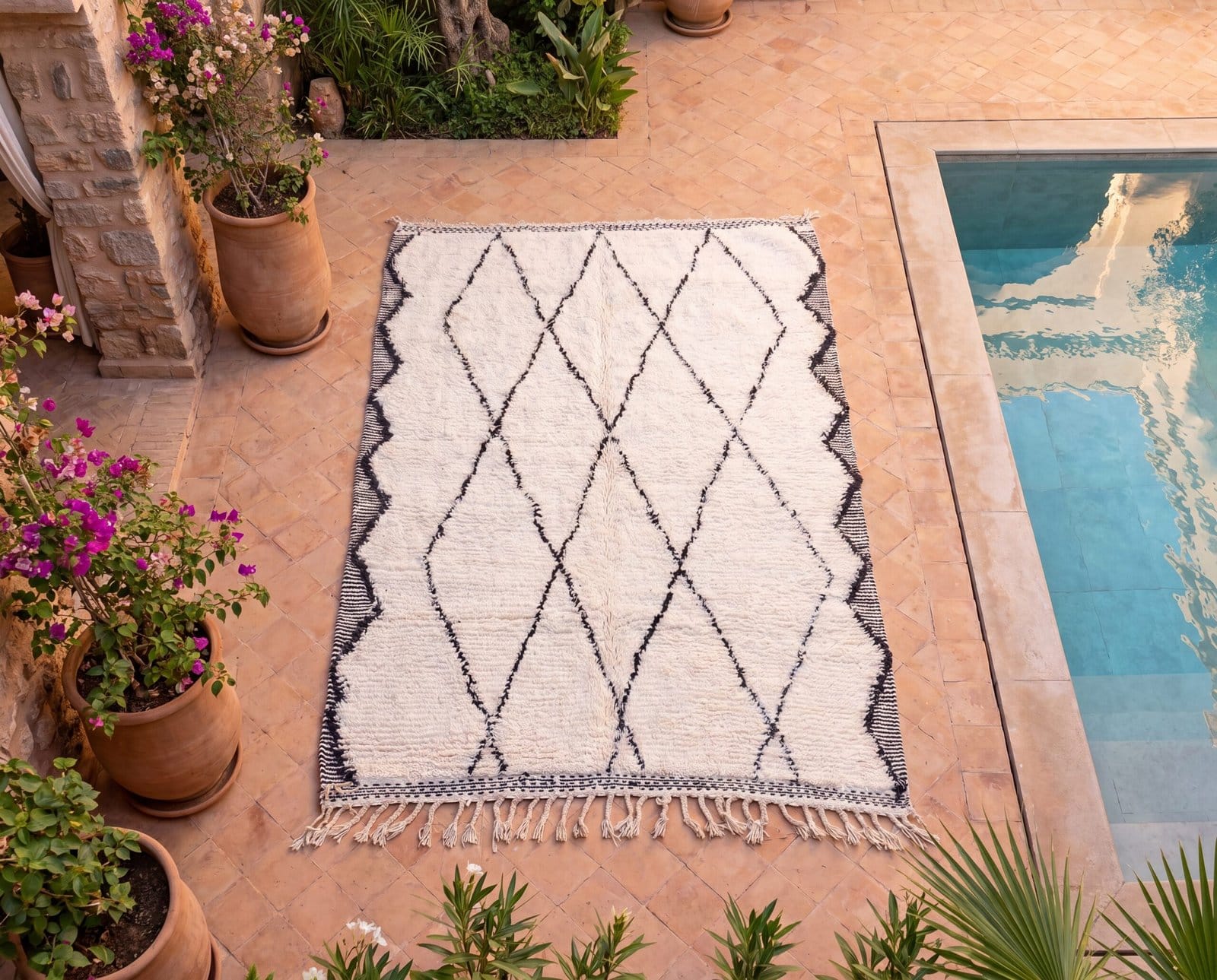 contemporary-berber-rug-modern-moroccan-home-rug Handmade Ivory Black Geometric Berber Wool Rug – Moroccan Tribal Boho Statement Carpet