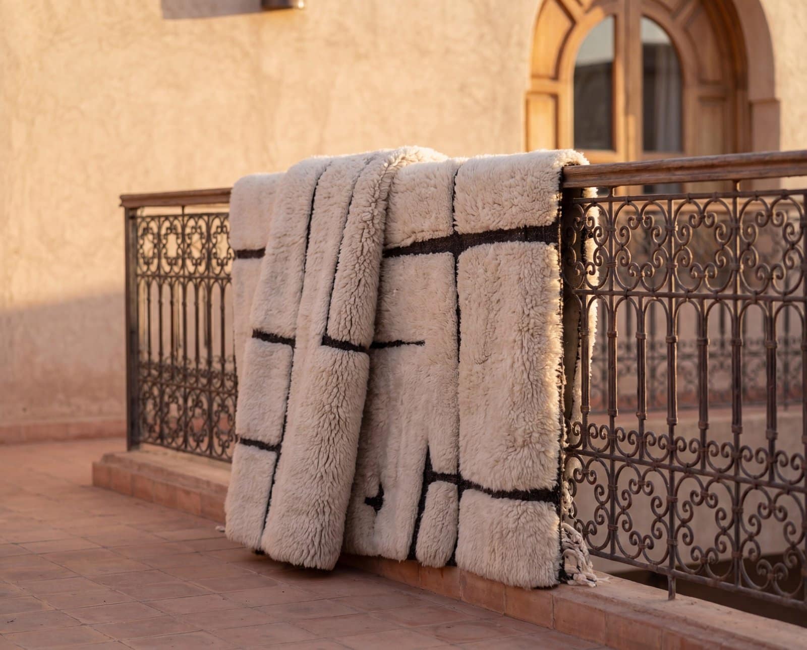 cream-moroccan-rug-textured-ivory-wool-rug-minimalist-decor Handmade Ivory Moroccan Beni Mrirt Rug, High Pile Wool Berber Carpet