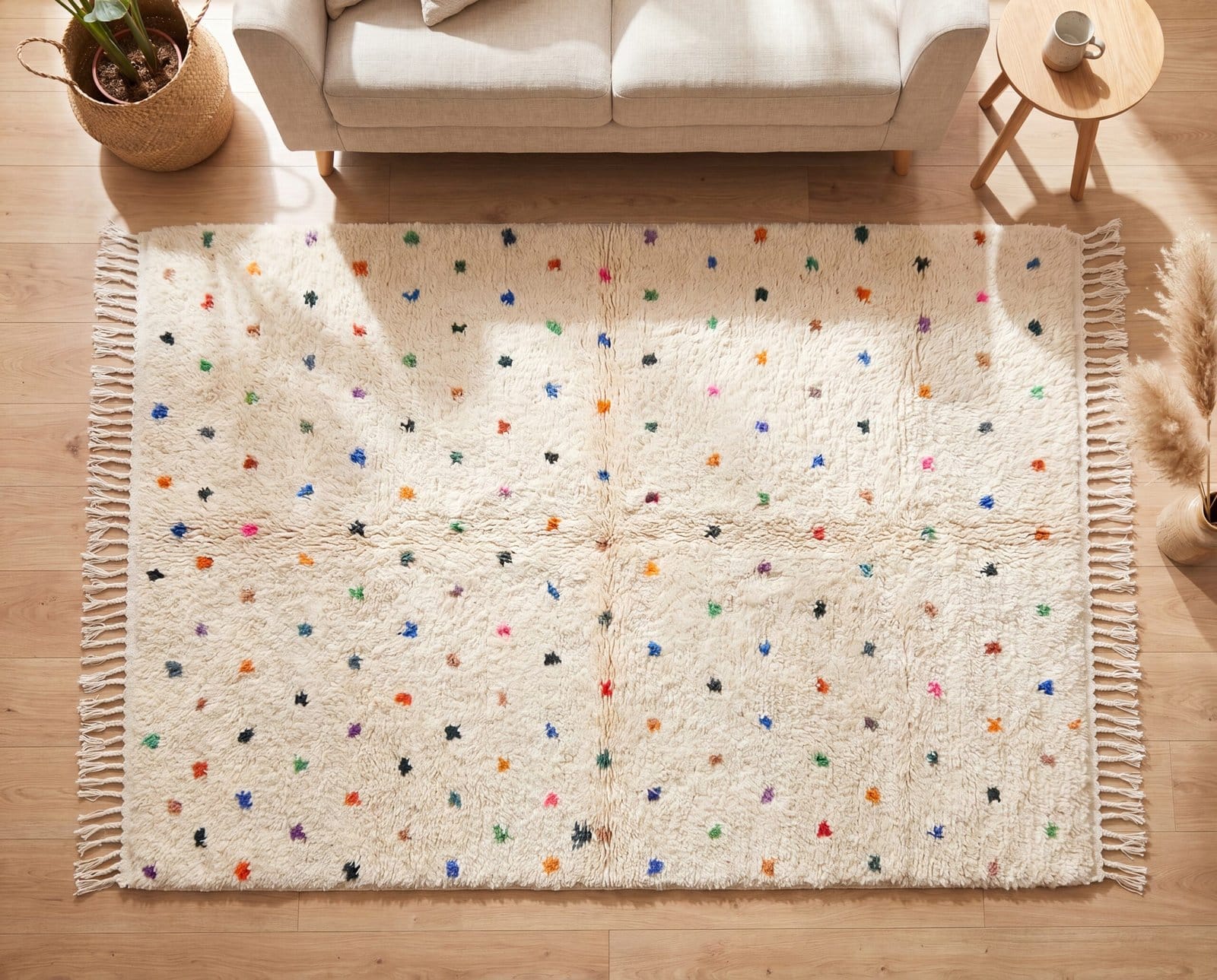custom-berber-polka-dot-rug-neutral-boho-moroccan-rug Ivory Polka Dot Moroccan Rug | Handmade Berber Wool Carpet | Modern Boho Area Rug | Nursery & Living Room Decor | Custom Size Rug