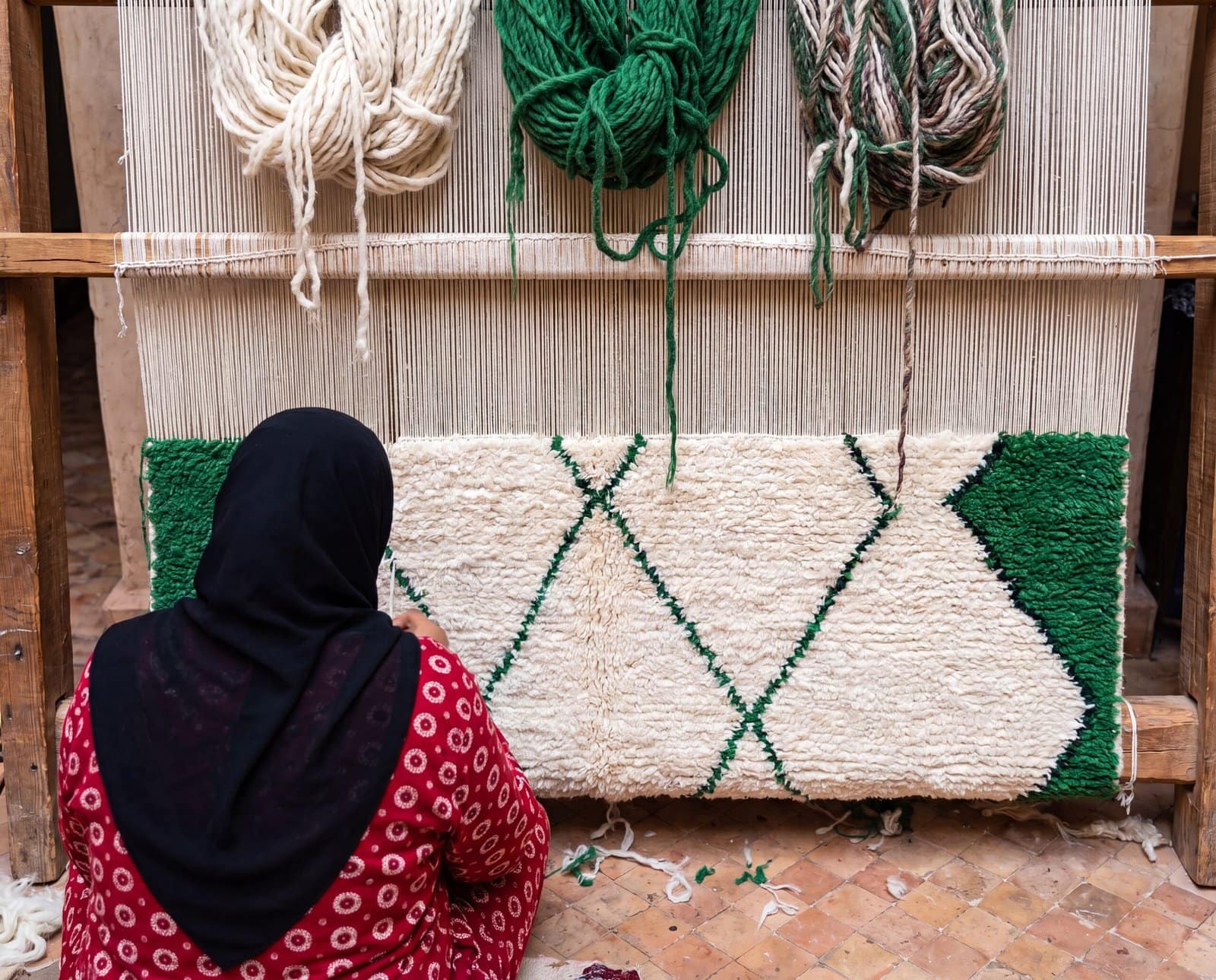 custom-moroccan-rug-green-diamond-pattern-berber-rug Olive Green Beni Ourain Rug | Handmade Moroccan Wool Rug | Green & White Berber Carpet | Natural Fiber Boho Area Rug