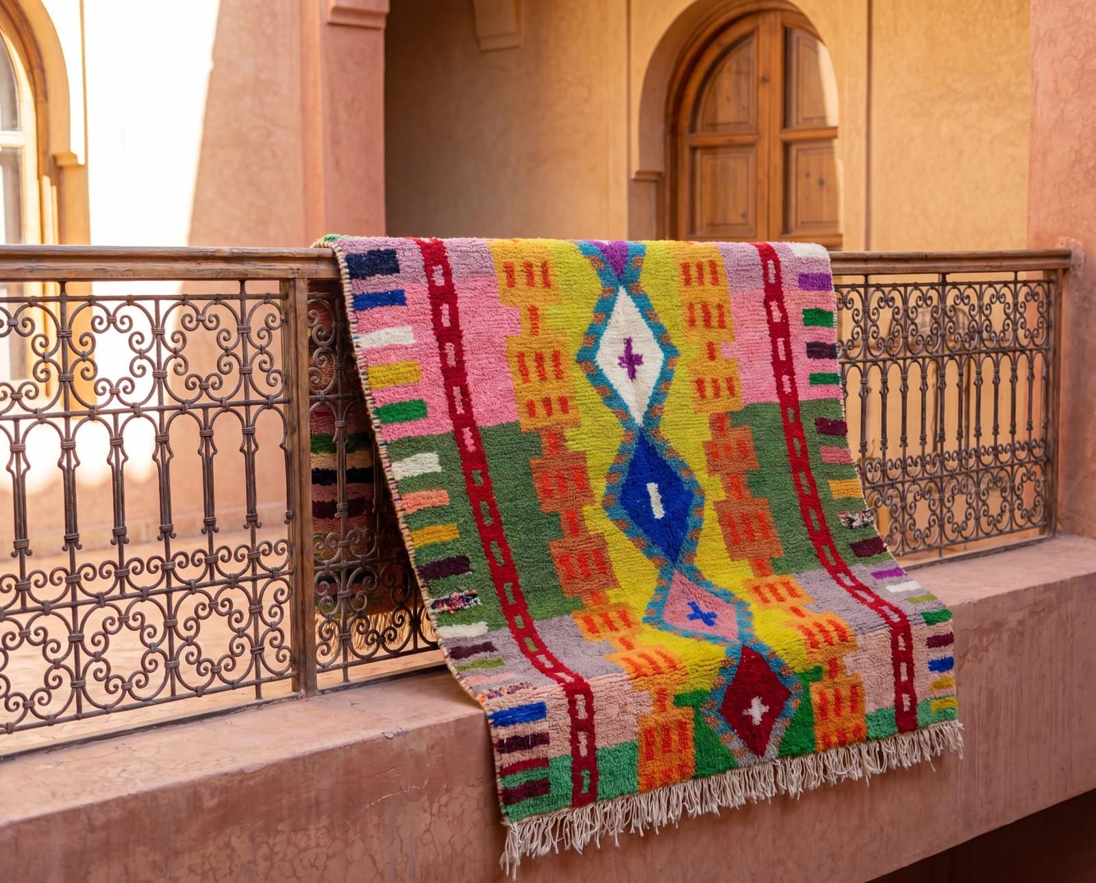 eclectic-moroccan-rug-modern-maximalist-decor Colorful Moroccan Rug, Artistic Moroccan Wool Rug, Custom Morrocan Rug, Handmade Carpet