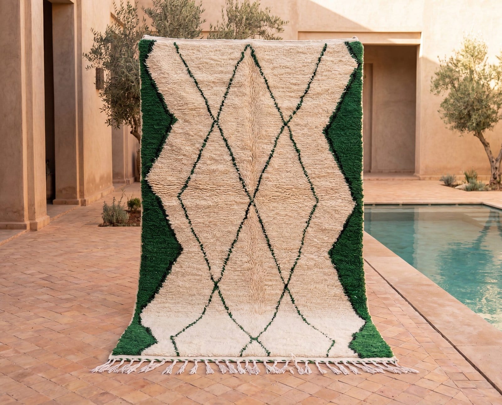 green-beni-ourain-rug-moroccan-wool-rug-handmade-berber-carpet Olive Green Beni Ourain Rug | Handmade Moroccan Wool Rug | Green & White Berber Carpet | Natural Fiber Boho Area Rug