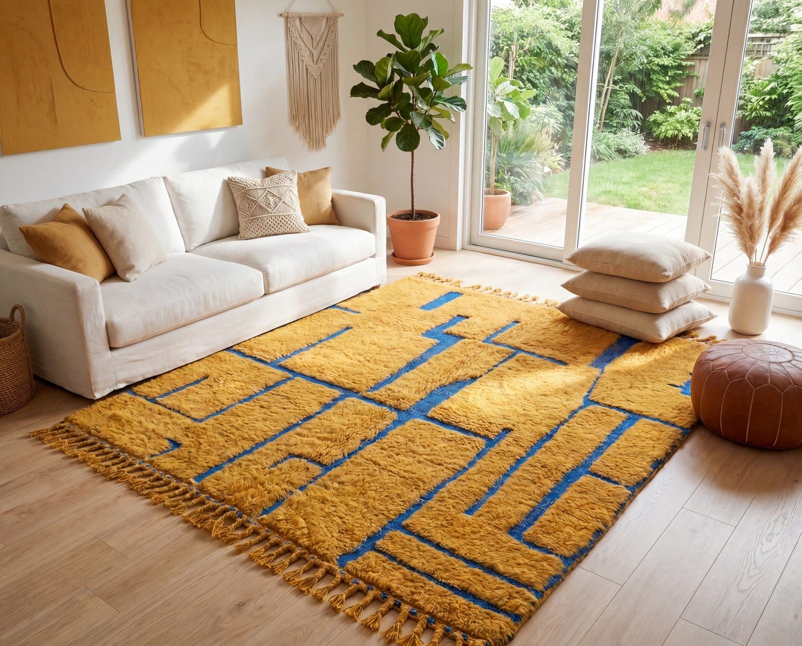 handcrafted-berber-rug-living-room-runner Handmade Beni Ourain Red Rug – Authentic Moroccan Red Rug, Geometric Design, Boho Home Decor