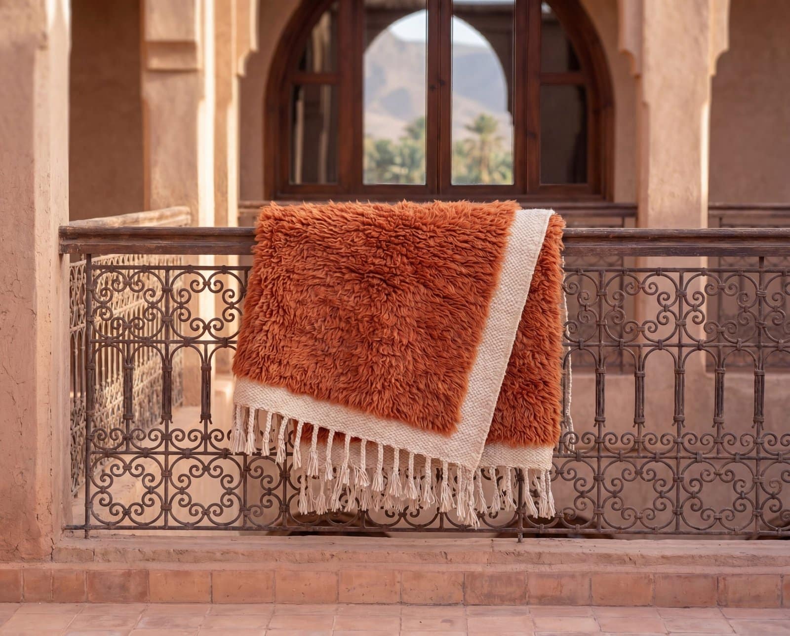 handmade-Terracotta-Brown-carpets Beni Ourain Rug Terracotta Brown, Moroccan Rug 8x10, Handmade Wool Rug, Berber Carpet, Boho Living Room, High Pile Area Rug