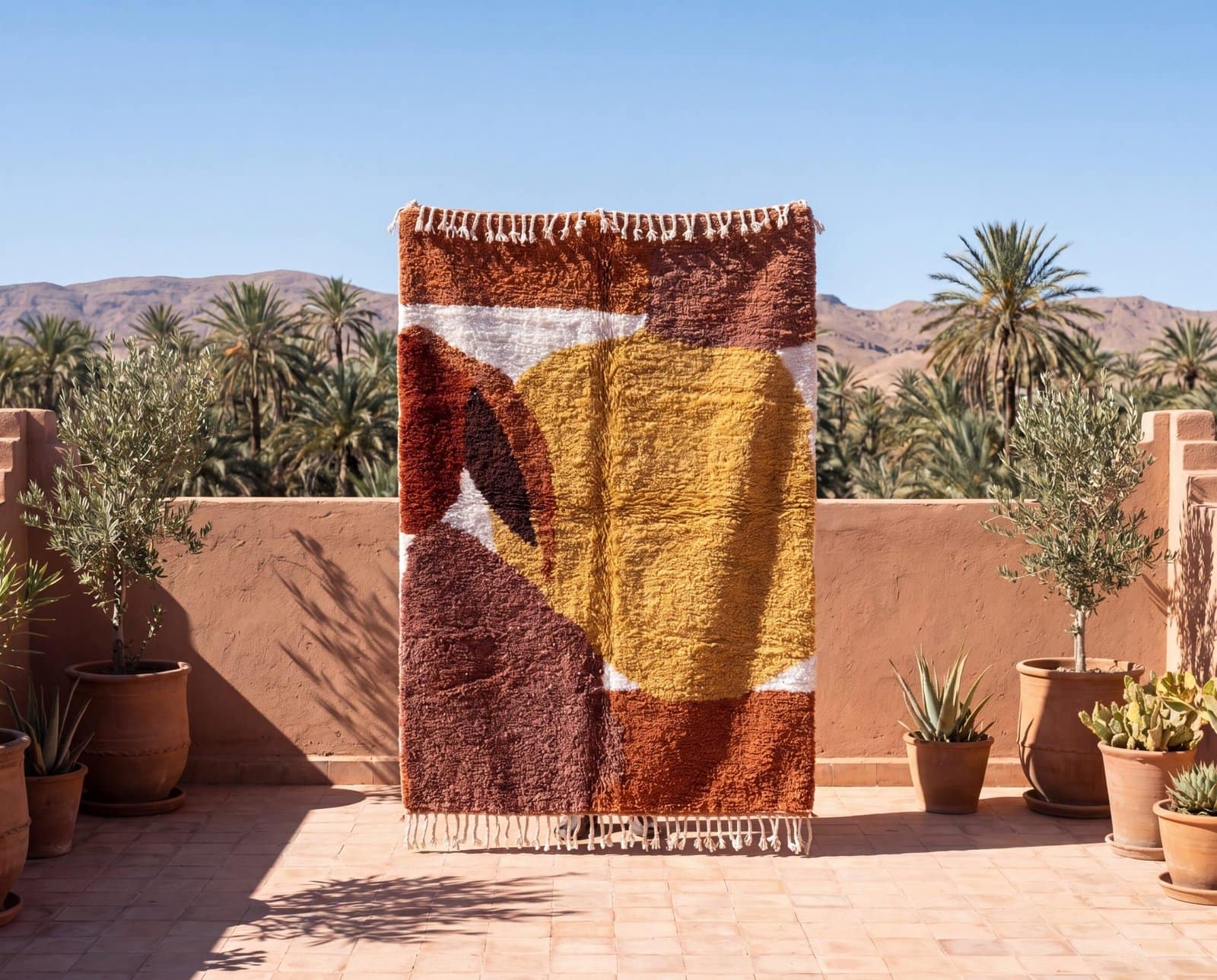 handmade-beni-ourain-rug-modern-wool-area-rug Terracotta Moroccan Rug, Modern Earthy Moroccan Rug