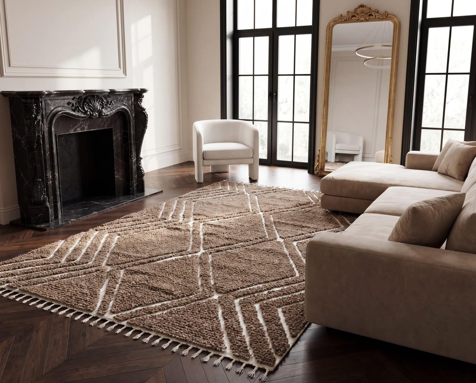 handmade-berber-rug-neutral-brown-wool-carpet Brown Handmade Wool Carpet |Artisan Moroccan Geometric Rug | Boho Berber Area Rug | Tribal Decor | unique home gift