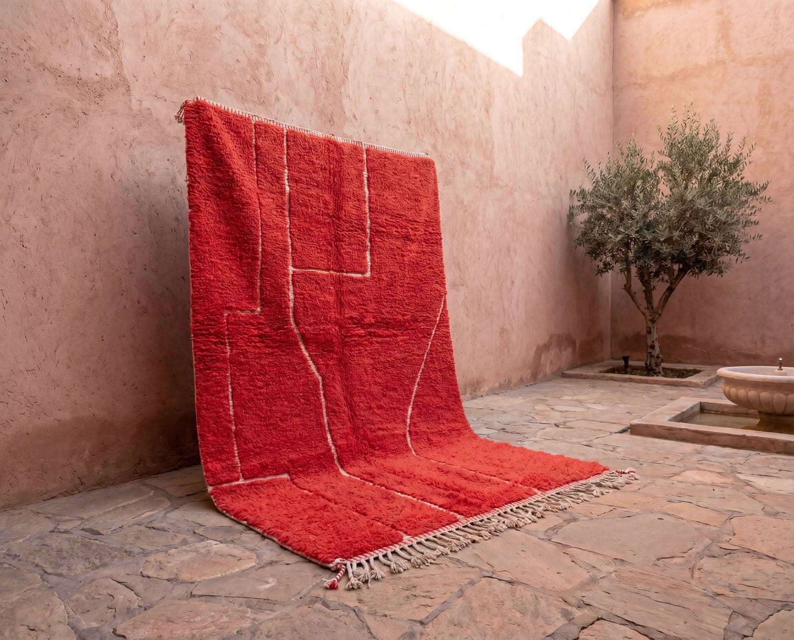 handmade-moroccan-red-rug-contemporary-azilal-area-rug-boho-home-decor Handmade Beni Ourain Red Rug – Authentic Moroccan Red Rug, Geometric Design, Boho Home Decor