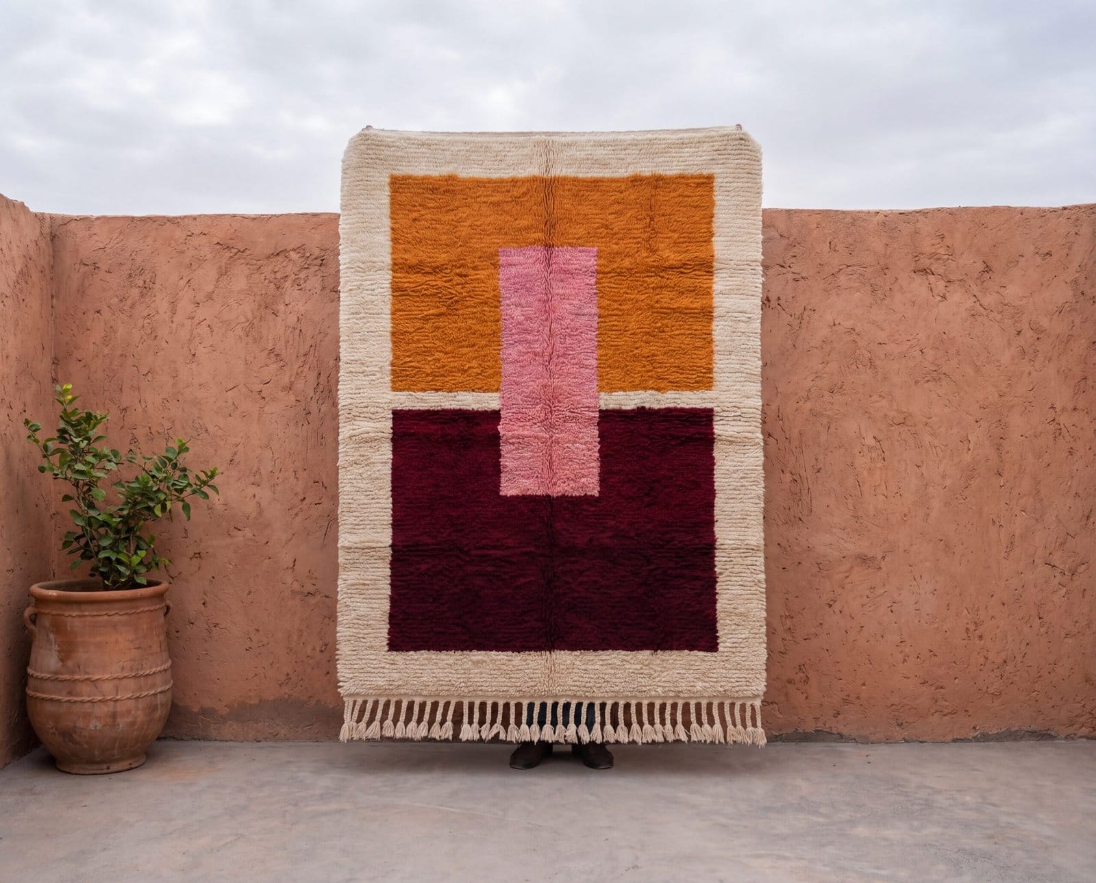 handmade-wool-area-rug-colorful Handmade Beni Ourain Wool Rug, Colorful Moroccan Geometric Area Rug