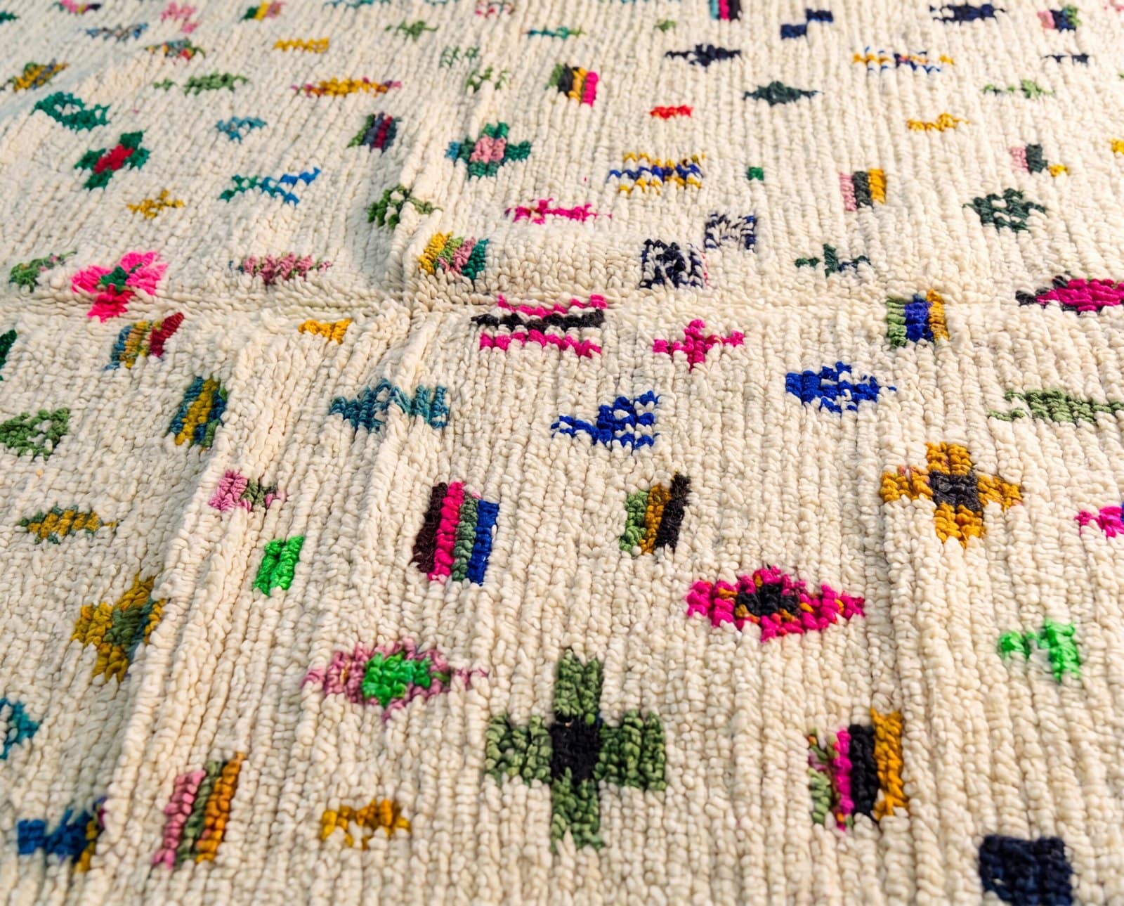 handwoven-berber-rug-ivory-bohemian-moroccan-carpet Amazigh Symbol Moroccan Rug | Handmade Berber Wool Carpet | Tifinagh Geometric Area Rug | Tribal Boho Home Decor | Custom Size Rugs
